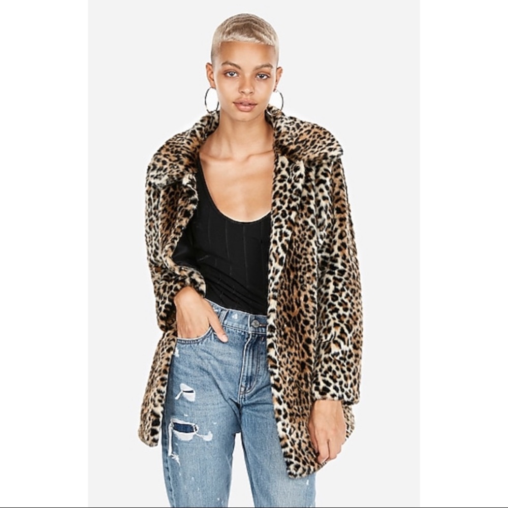 NWT [express] leopard print faux fur coat - Picture 5 of 7